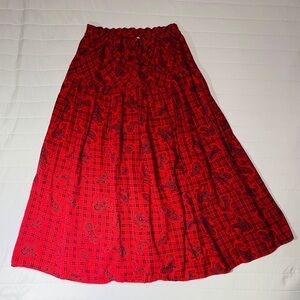 Chic Red Paisley A-Line Skirt